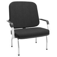 Cadeira De Escritório Recepção Com Braço Fixa Cromada Magno P03 Crepe Preto - Lyam Decor - 1