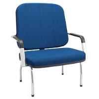 Cadeira De Escritório Recepção Com Braço Fixa Cromada Magno P03 Crepe Azul - Lyam Decor - 1