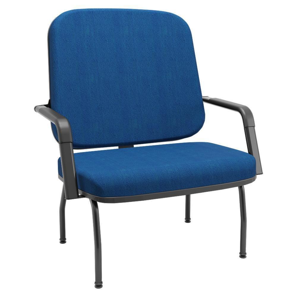 Cadeira De Escritório Recepção Com Braço Fixa Preta Magno P03 Crepe Azul - Lyam Decor - 1