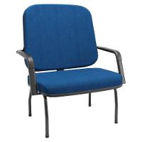 Cadeira De Escritório Recepção Com Braço Fixa Preta Magno P03 Crepe Azul - Lyam Decor - 1