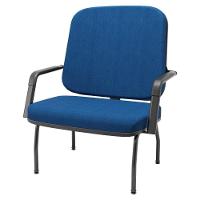 Cadeira De Escritório Recepção Com Braço Fixa Preta Magno P03 Crepe Azul - Lyam Decor - 5