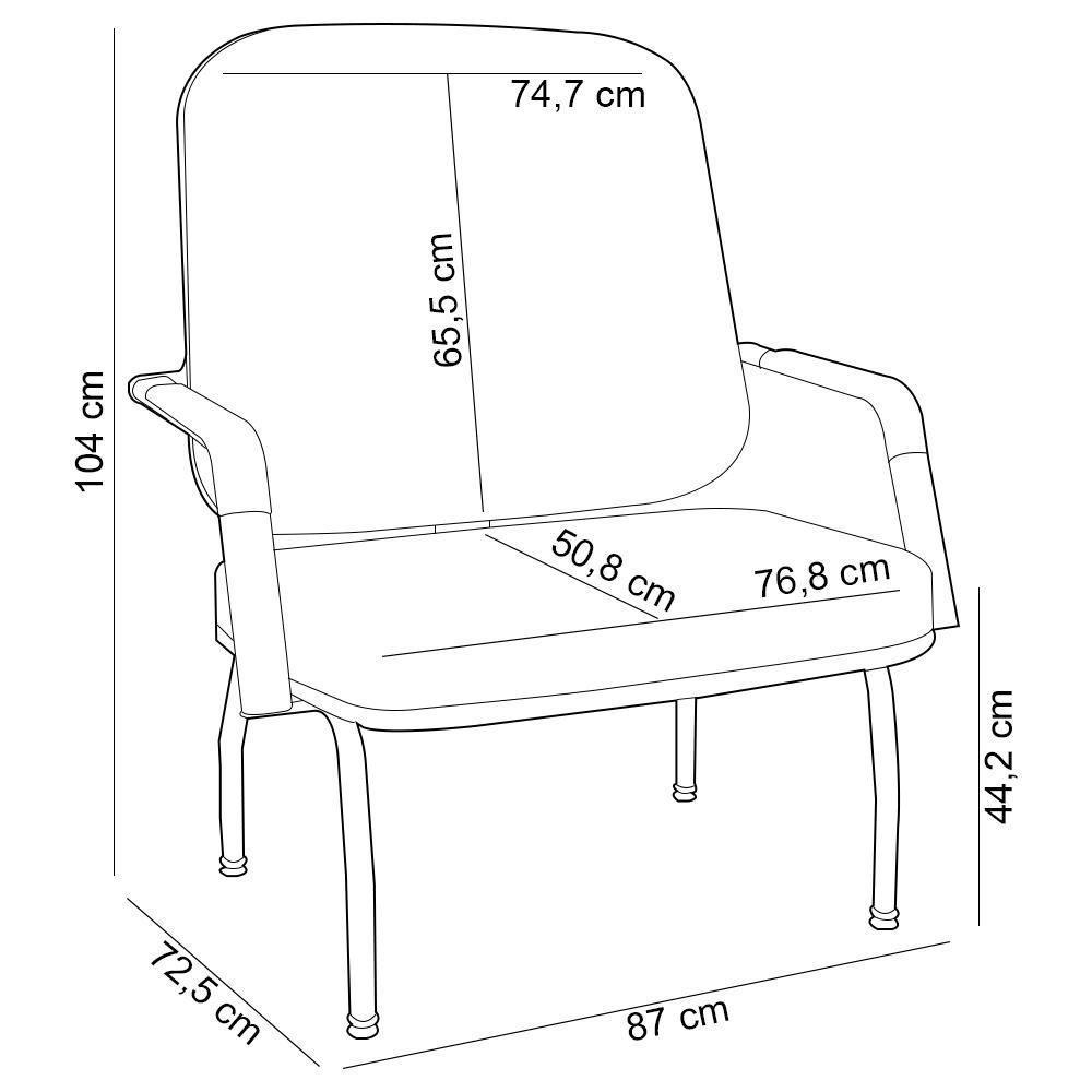 Cadeira De Escritório Recepção Com Braço Fixa Cromada Magno P03 Vinil Azul - Lyam Decor - 3
