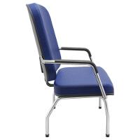 Cadeira De Escritório Recepção Com Braço Fixa Cromada Magno P03 Vinil Azul - Lyam Decor