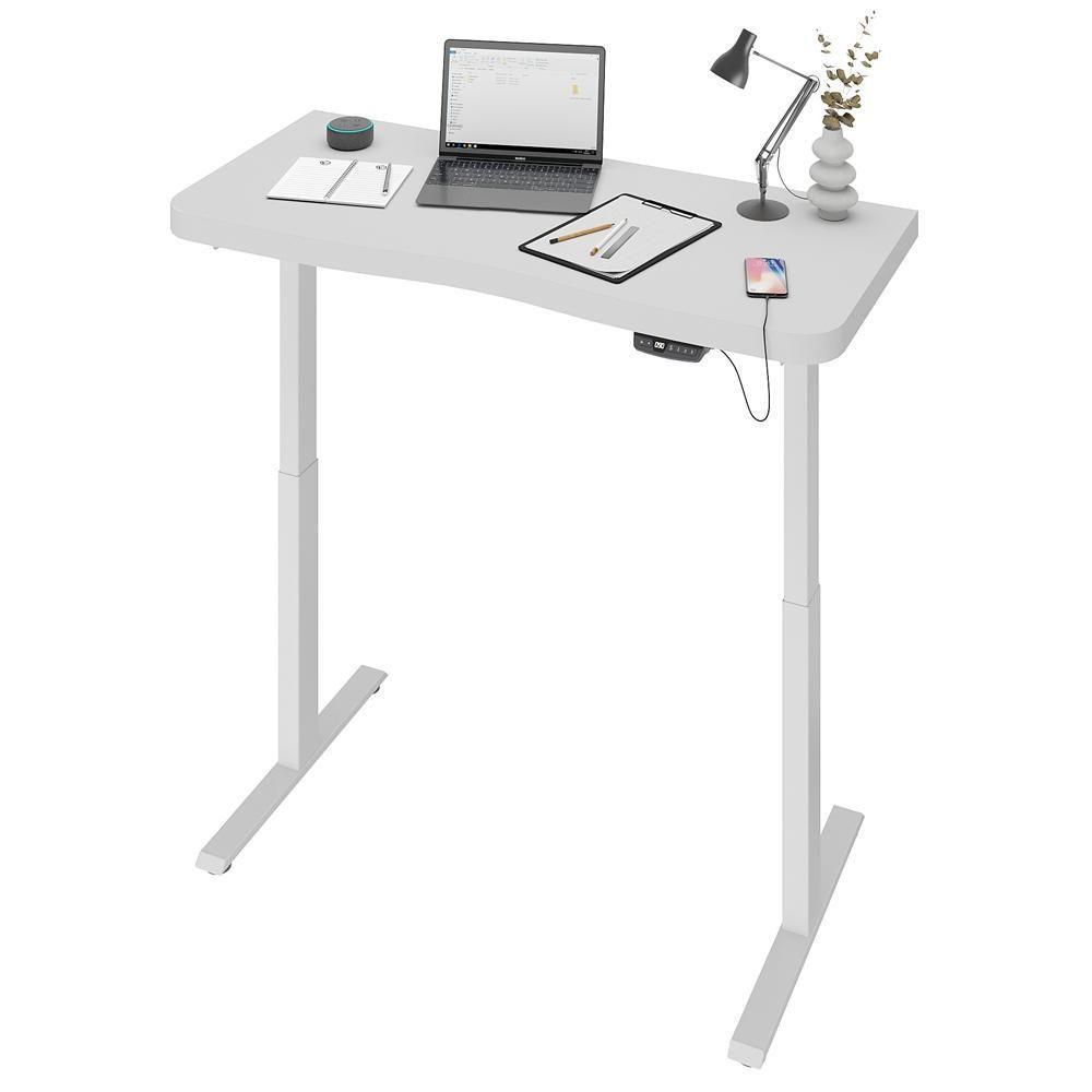 Mesa Com Regulagem De Altura Elétrica Para Escritório Home Office Aurum A02 Branco - Lyam Decor - 3