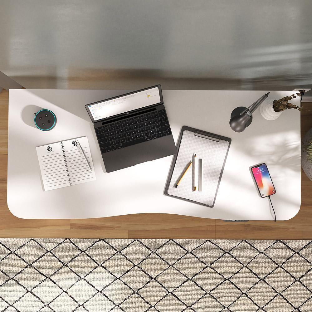 Mesa Com Regulagem De Altura Elétrica Para Escritório Home Office Aurum A02 Branco - Lyam Decor - 7