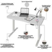 Mesa Com Regulagem De Altura Elétrica Para Escritório Home Office Aurum A02 Branco - Lyam Decor
