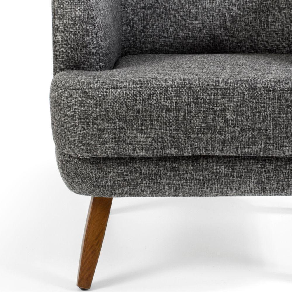 Kit 02 Poltronas Decorativas Com Pés De Madeira Tamara D02 Linho Chumbo D-469 - Lyam Decor - 4