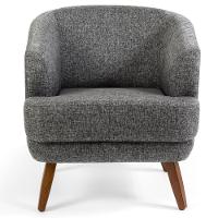 Kit 02 Poltronas Decorativas Com Pés De Madeira Tamara D02 Linho Chumbo D-469 - Lyam Decor - 3