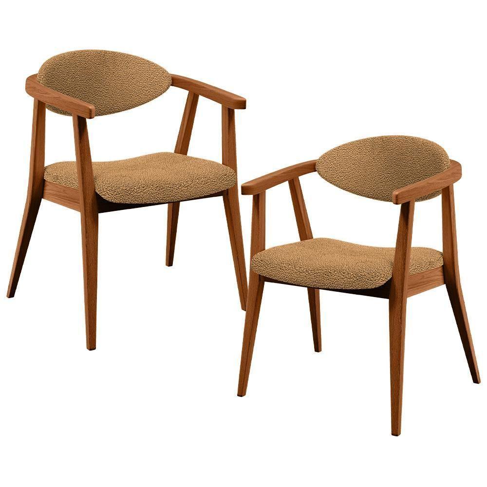 Kit 02 Poltronas Decorativas Para Sala De Estar Cecília L02 Bouclê Mostarda - Lyam Decor - 1