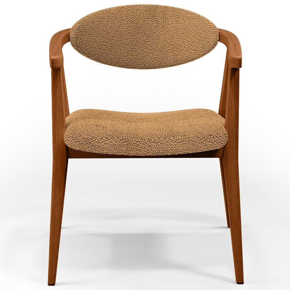 Kit 02 Poltronas Decorativas Para Sala De Estar Cecília L02 Bouclê Mostarda - Lyam Decor - 3