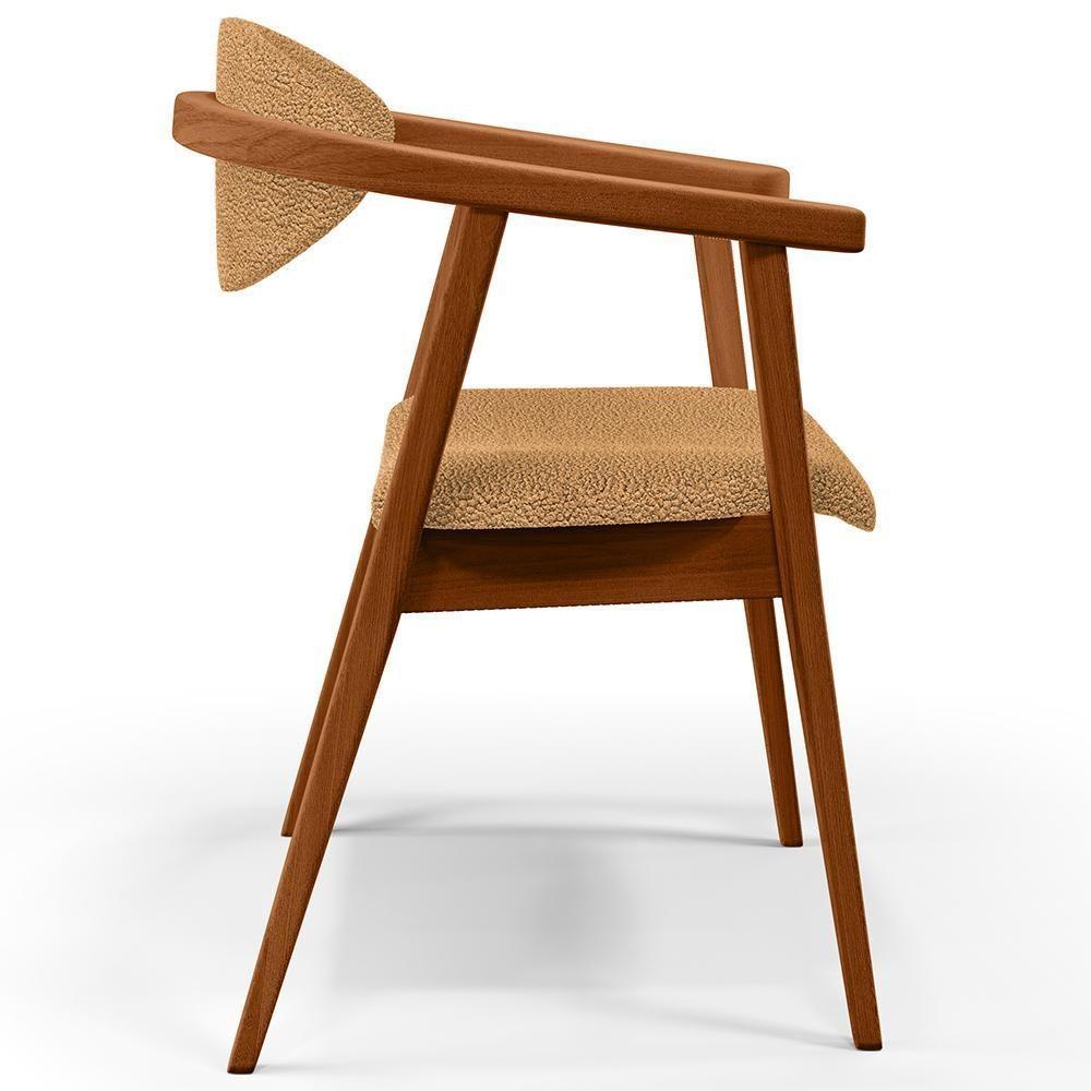 Kit 02 Poltronas Decorativas Para Sala De Estar Cecília L02 Bouclê Mostarda - Lyam Decor - 6