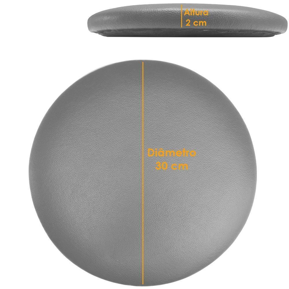 Kit 02 Assentos Redondo Banqueta Cadeira Estofados Poltronas H02 Corino Cinza 30 Cm - Lyam Decor - 7