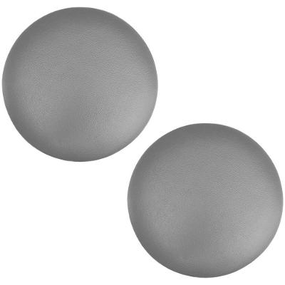 Kit 02 Assentos Redondo Banqueta Cadeira Estofados Poltronas H02 Corino Cinza 30 Cm - Lyam Decor