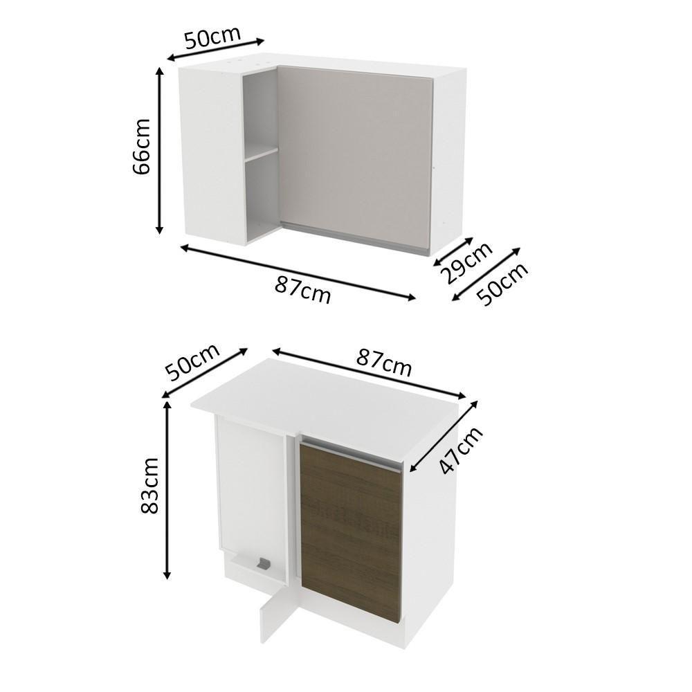 Kit Canto Reto Smart MDF 2 Portas Nicho Rustic Crema Madesa - 8