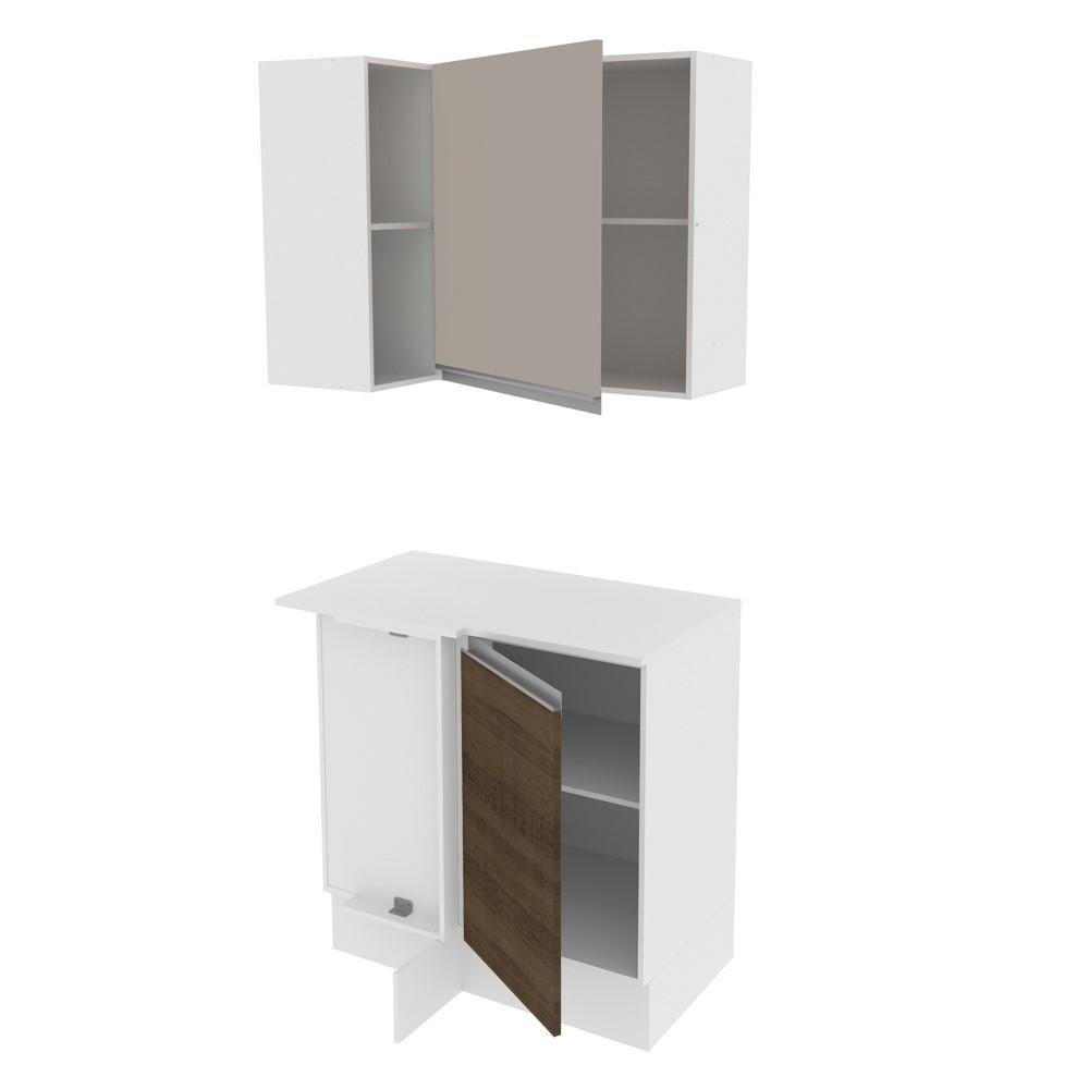 Kit Canto Reto Smart MDF 2 Portas Nicho Rustic Crema Madesa - 10