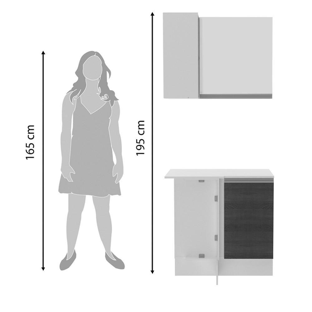 Kit Canto Reto Smart MDF 2 Portas Nicho Rustic Crema Madesa - 4