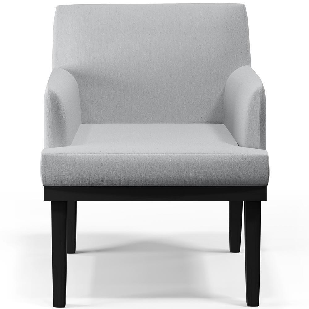 Kit 04 Poltronas Decorativas Sala De Estar Base Preto Beatriz W01 Linho Cinza - Lyam Decor - 6