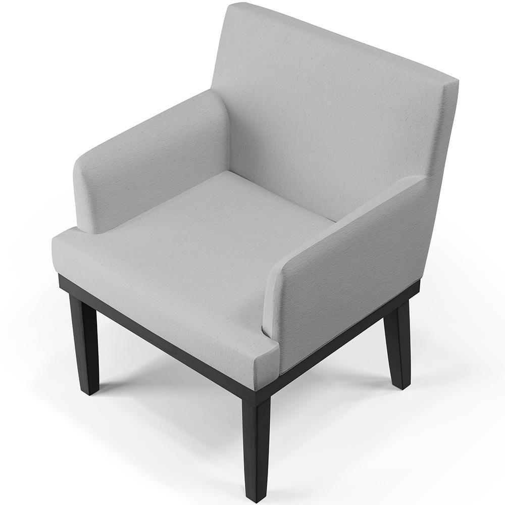 Kit 04 Poltronas Decorativas Sala De Estar Base Preto Beatriz W01 Linho Cinza - Lyam Decor - 7