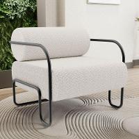 Kit 02 Poltronas Decorativa Pés Industrial Moscou K01 Bouclê Cru - Lyam Decor - 2