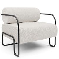 Kit 02 Poltronas Decorativa Pés Industrial Moscou K01 Bouclê Cru - Lyam Decor - 3