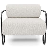 Kit 02 Poltronas Decorativa Pés Industrial Moscou K01 Bouclê Cru - Lyam Decor - 6