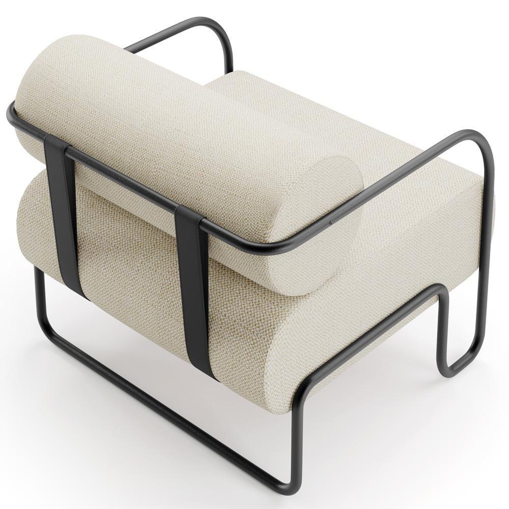 Kit 02 Poltronas Decorativa Pés Industrial Moscou K01 Linho Champagne - Lyam Decor - 8