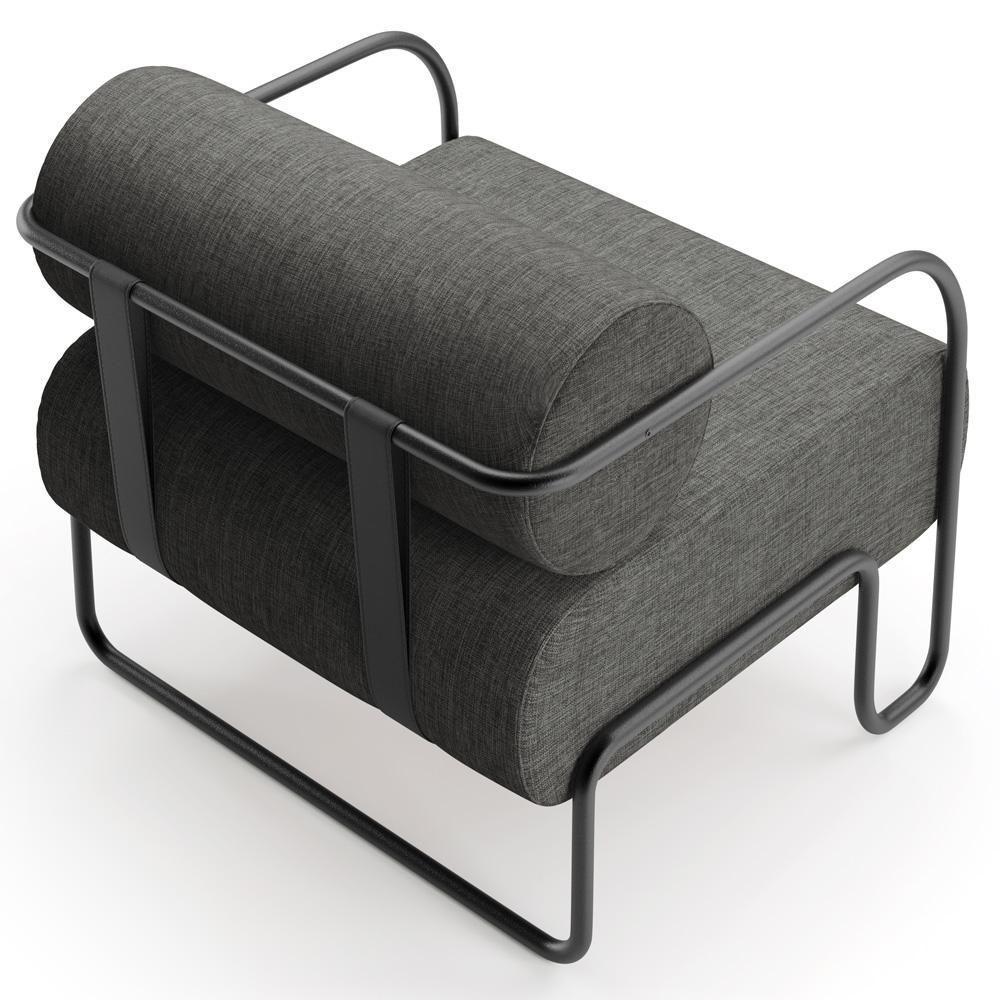 Kit 02 Poltronas Decorativa Pés Industrial Moscou K01 Linho Cinza Escuro - Lyam Decor - 8