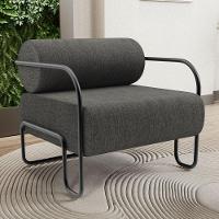 Kit 02 Poltronas Decorativa Pés Industrial Moscou K01 Linho Cinza Escuro - Lyam Decor - 2