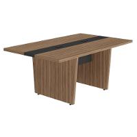 Mesa De Reunião Para Escritório Com 02 Tomadas 179cm Unik A02 Nogal Preto - Lyam Decor - 1