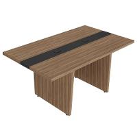 Mesa De Reunião Para Escritório Com 02 Tomadas 179cm Unik A02 Nogal Preto - Lyam Decor - 6