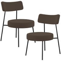 Kit 02 Poltronas Decorativas Para Sala De Estar Base Fixa Londres L02 Suede Marrom - Lyam - 1