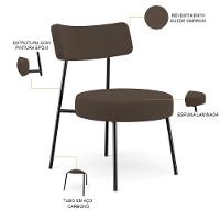 Kit 02 Poltronas Decorativas Para Sala De Estar Base Fixa Londres L02 Suede Marrom - Lyam