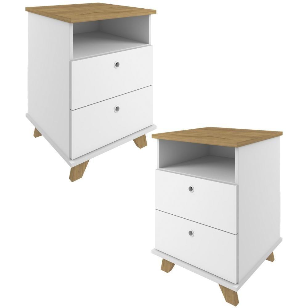 Kit 02 Gaveteiros Para Escritório Home Office 2 Gavetas Diem A02 Olmo Branco - Lyam Decor - 1
