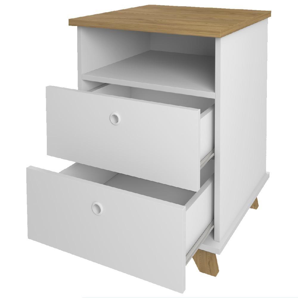 Kit 02 Gaveteiros Para Escritório Home Office 2 Gavetas Diem A02 Olmo Branco - Lyam Decor - 8