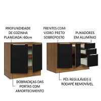Kit Com 2 Balcões De Cozinha 4 Portas 3 Gavetas Rustic/Preto - 8