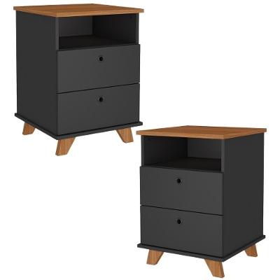 Kit 02 Gaveteiros Para Escritório Home Office 2 Gavetas Diem A02 Freijó Preto - Lyam Decor
