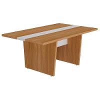 Mesa De Reunião Para Escritório Com 02 Tomadas 179cm Unik A02 Freijó Branco - Lyam Decor - 1