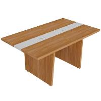Mesa De Reunião Para Escritório Com 02 Tomadas 179cm Unik A02 Freijó Branco - Lyam Decor - 6