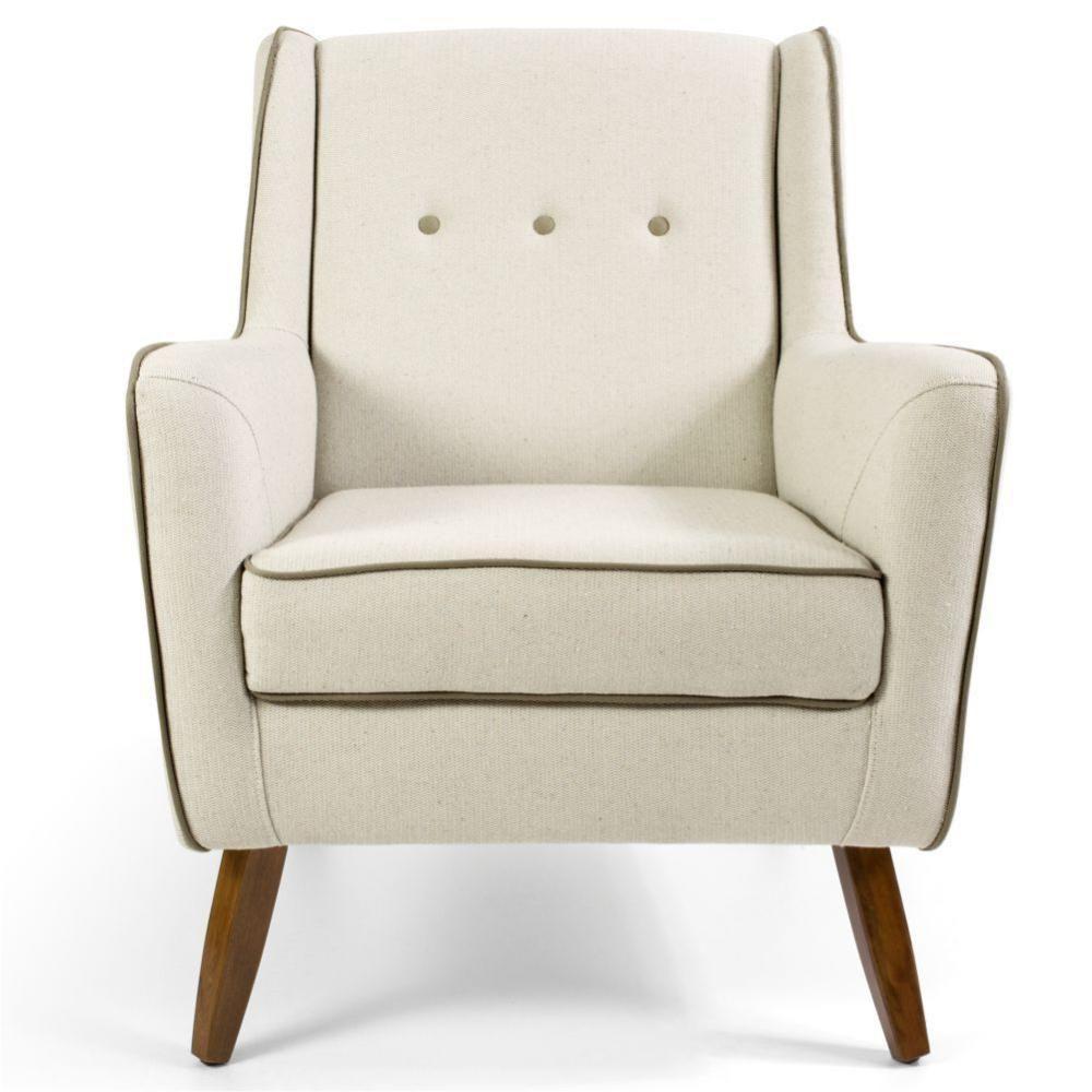 Kit 02 Poltronas Decorativas Com Pés De Madeira Taroba D02 Algodão Bege C-381 - Lyam Decor - 3