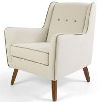 Kit 02 Poltronas Decorativas Com Pés De Madeira Taroba D02 Algodão Bege C-381 - Lyam Decor - 2