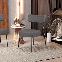 Kit 02 Poltronas Decorativas Para Sala De Estar Base Fixa Londres L02 Linho Cinza Escuro - Lyam - 5