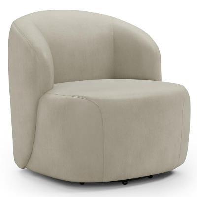 Poltrona Giratória Orgânica Para Sala Living Heidy F04 Veludo Bege - Lyam Decor