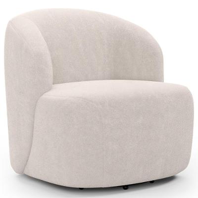 Poltrona Giratória Orgânica Para Sala Living Heidy F04 Bouclê Bege - Lyam Decor