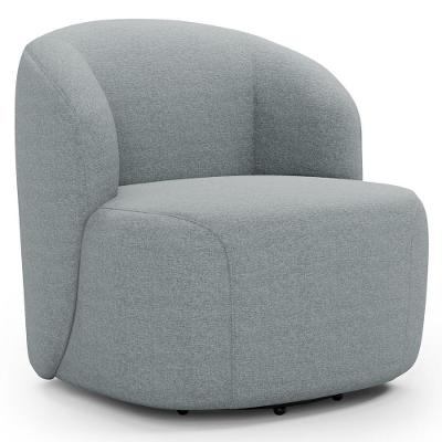 Poltrona Giratória Orgânica Para Sala Living Heidy F04 Linho Cinza - Lyam Decor