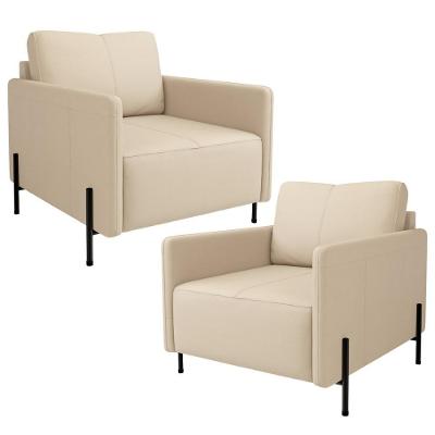 Kit 2 Poltronas Decorativa Domani L06 Para Sala Couro Nude Lyam Decor