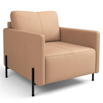 Poltrona Decorativa Para Sala Living Pés Industrial Domani L06 Couro Mocca - Lyam Decor