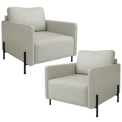 Kit 2 Poltronas Decorativa Para Sala Living Pés Industrial Domani L06 Veludo Gelo - Lyam Decor