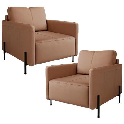 Kit 2 Poltronas Decorativas Domani L06 Para Sala Couro Marrom Lyam Decor