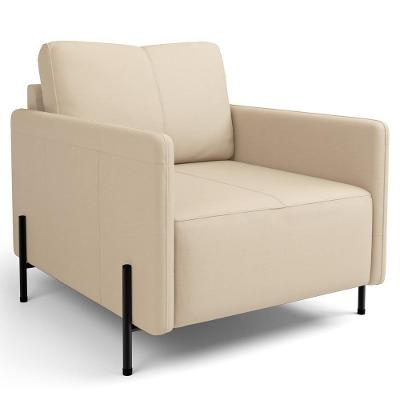 Poltrona Decorativa Para Sala Living Pés Industrial Domani L06 Couro Nude - Lyam Decor