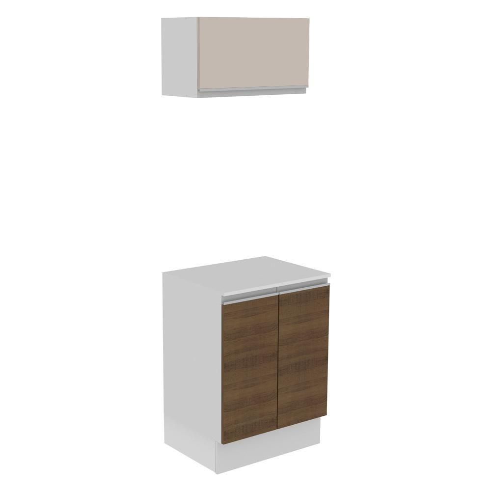 Kit 60cm Smart MDF 2 Portas 1 Suspensa Rustic Crema Madesa - 1